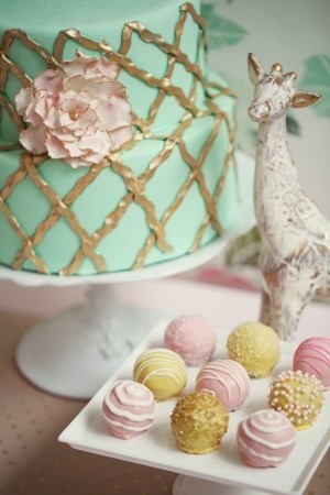 Mint and Gold Wedding Cake