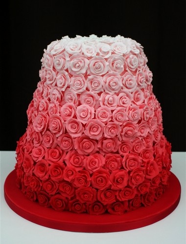 Rose Ombre Wedding Cake