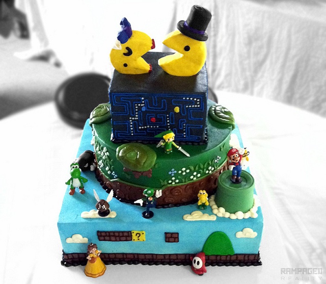 Mr. and Mrs. Pacman Cake and Topper