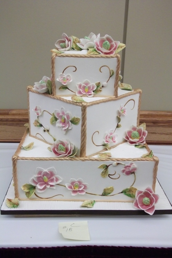 magnolia wedding cake