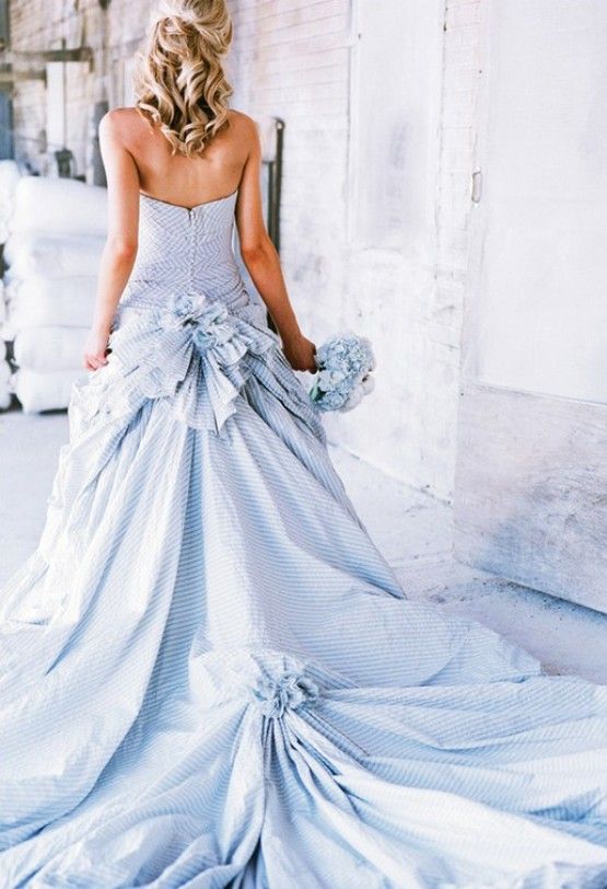 Blue Stripe Wedding Dress