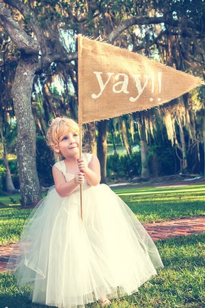 Flower Girl in Tutu Dress with Flag